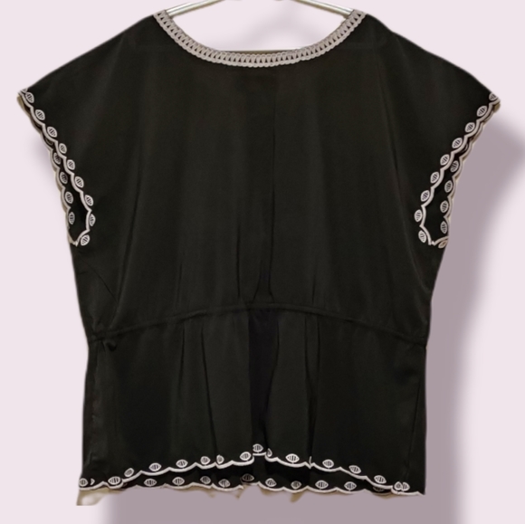 Seventh Avenue Drawstring Black Blouse Shirt 3X - Picture 2 of 11